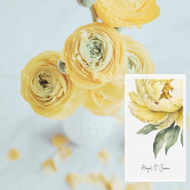 Servilleta De Papel Yellow Peony Personalized Names Wedding (Subido por el creador)