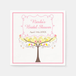 Servilleta De Papel yellow Pink Floral Bird Bridal Shower 