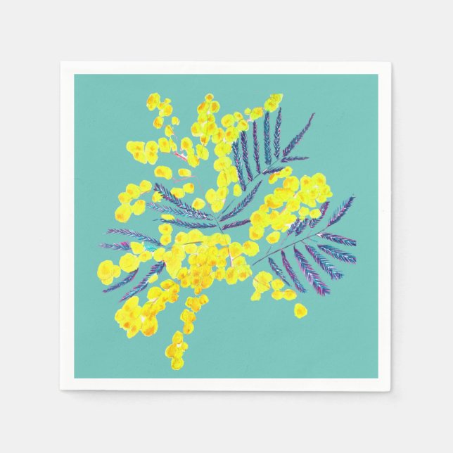 Servilleta De Papel Yellow Wattle mimosa flor art (Anverso)