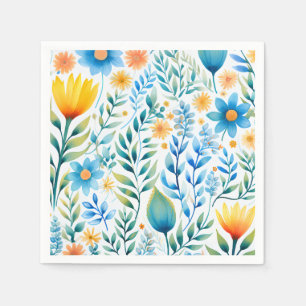Servilleta De Papel Yellows Orange Florals Bluess & Greens