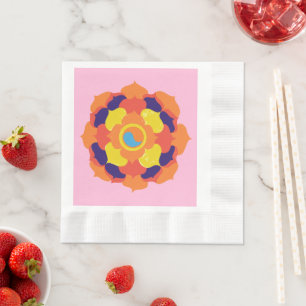 Servilleta De Papel Yin y Yang Mandala, una flor de Lotus colorida