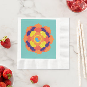 Servilleta De Papel Yin y Yang Mandala, una flor de Lotus colorida