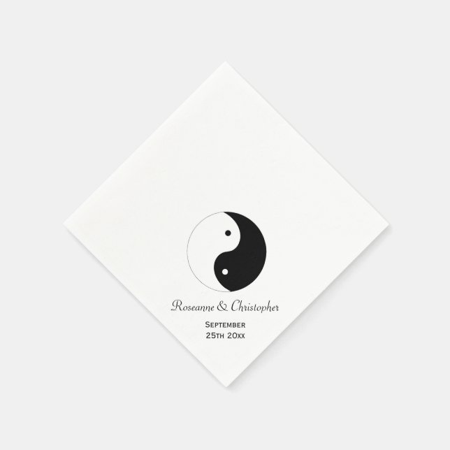 Servilleta De Papel Yin Yang Boda Blanco Y Negro (Borde)