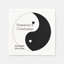 Servilleta De Papel Yin Yang Boda de Diseño Corazón Blanco Y Negro