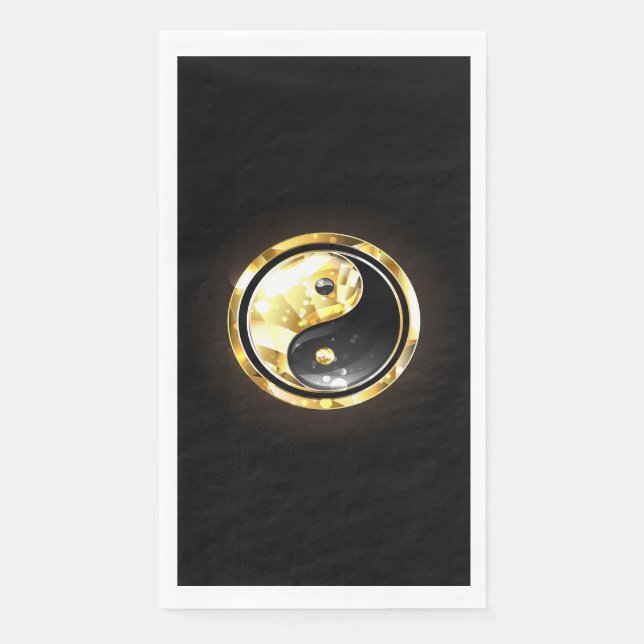 Servilleta De Papel Yin Yang dorado en negro (Anverso)