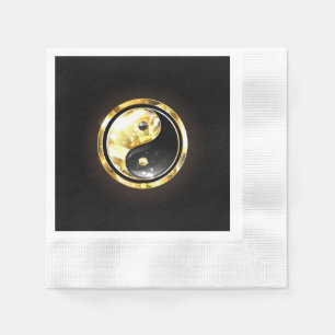 Servilleta De Papel Yin Yang dorado en negro