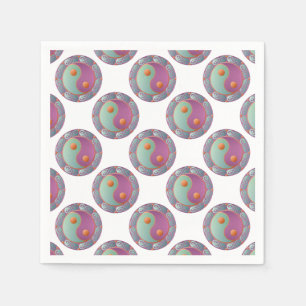 Servilleta De Papel Yin Yang Medallion Violet Turquoise