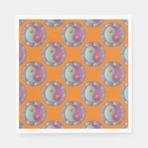 Servilleta De Papel Yin Yang Medallion Violet Turquoise