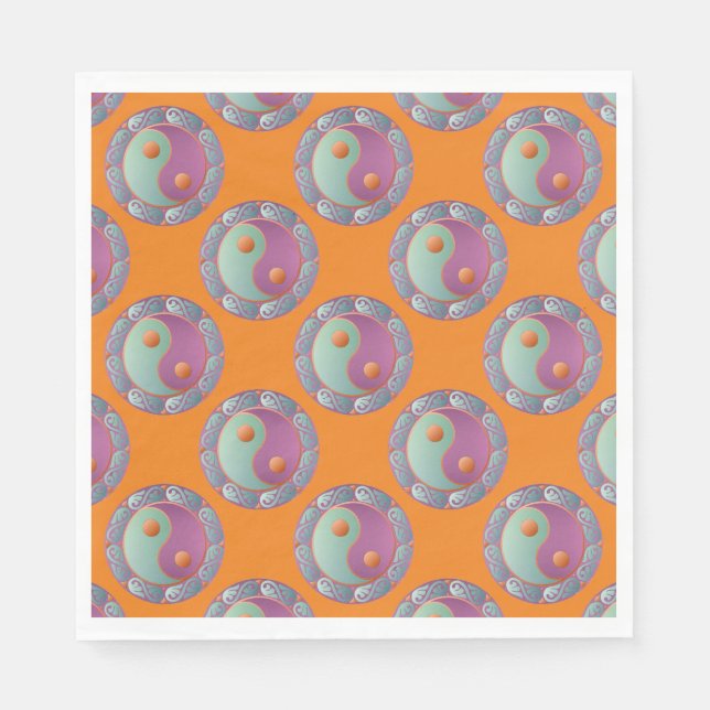 Servilleta De Papel Yin Yang Medallion Violet Turquoise (Anverso)