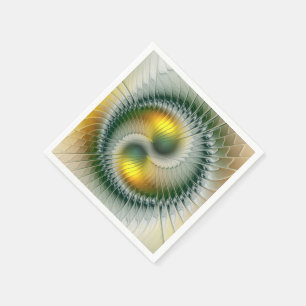 Servilleta De Papel Yin Yang Verde Amarillo Fractal Abstracto Colorido