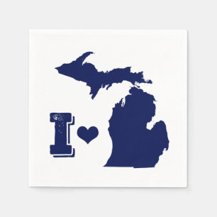 Servilleta De Papel Yo corazón Michigan Azul