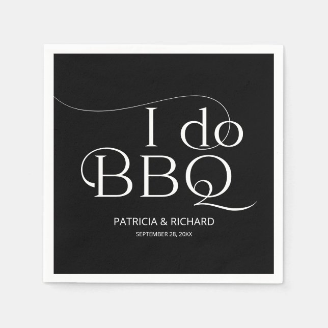 Servilleta De Papel Yo hago BBQ Engagement Party Black (Anverso)