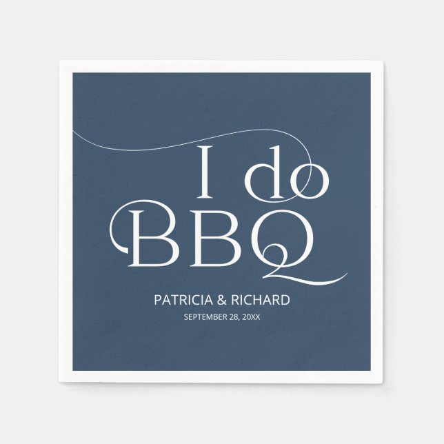 Servilleta De Papel Yo hago BBQ Engagement Party Blue (Anverso)