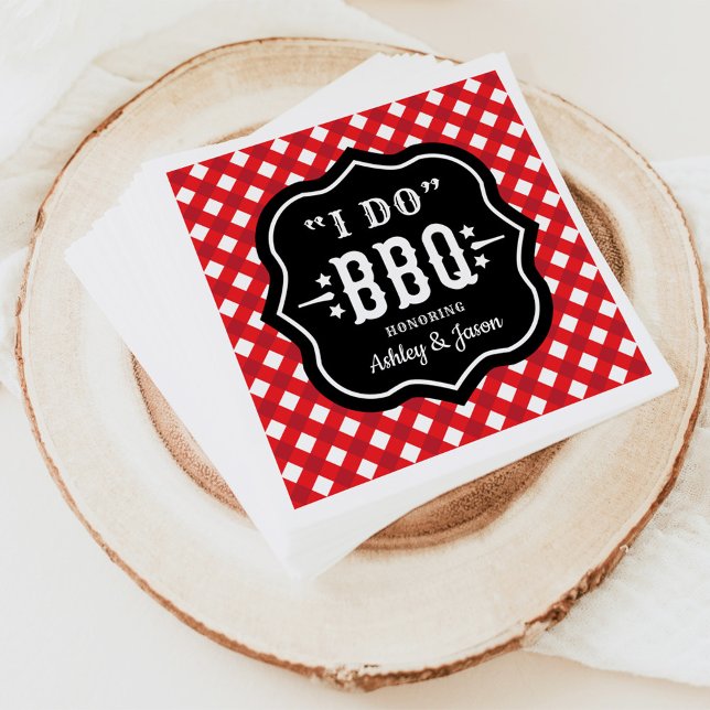 Servilleta De Papel Yo hago BBQ Red Gingham Custom Wedding (Subido por el creador)