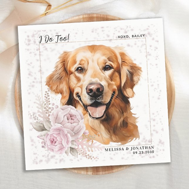 Servilleta De Papel Yo También Boda De Perro Floral Rosa Recuperador D (Subido por el creador)
