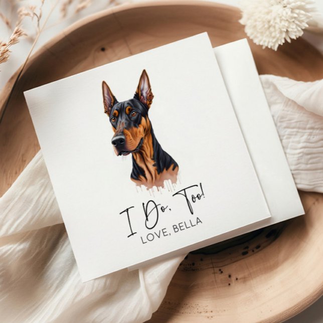 Servilleta De Papel ¡Yo También! Boda Mascota de perro Dobermann (Subido por el creador)