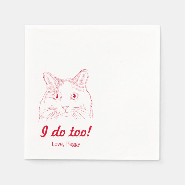 Servilleta De Papel ¡Yo también! Napkins Boda de gato (Anverso)