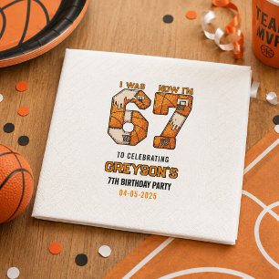Servilleta De Papel Yo tenía 6 ahora tengo 7 Baloncesto – Cumpleaños n