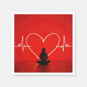 Servilleta De Papel Yoga Pose Con Líneas De Latido