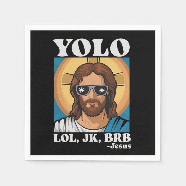 Servilleta De Papel YOLO LOL JK BRB Jesus Funny Easter (Anverso)