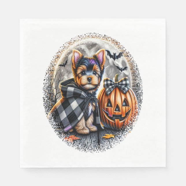 Servilleta De Papel Yorkie Dog Halloween (Anverso)