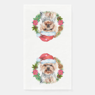 Servilleta De Papel Yorkie lindo Padre Navidad coraje arte gorra