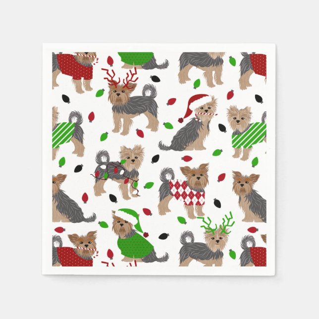 Servilleta De Papel Yorkie Navidades Yorkshire Terrier Dog (Anverso)