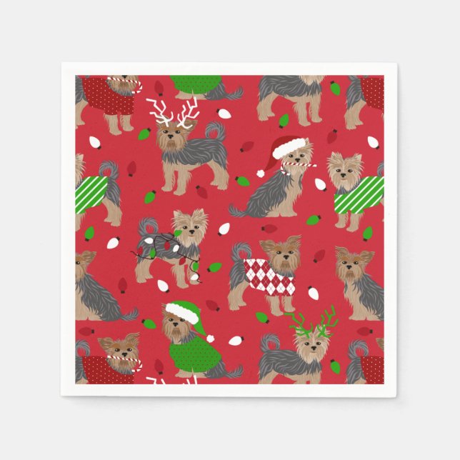 Servilleta De Papel Yorkie Navidades Yorkshire Terrier Dog (Anverso)