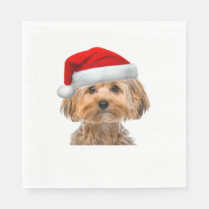 Servilleta De Papel Yorkie Shirt Cute Dog Santa Hat Imagen Gracioso Cr