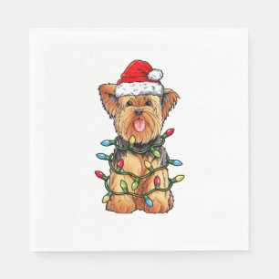 Servilleta De Papel Yorkie Yorkshire Terrier Santa Christmas Tree Ligh