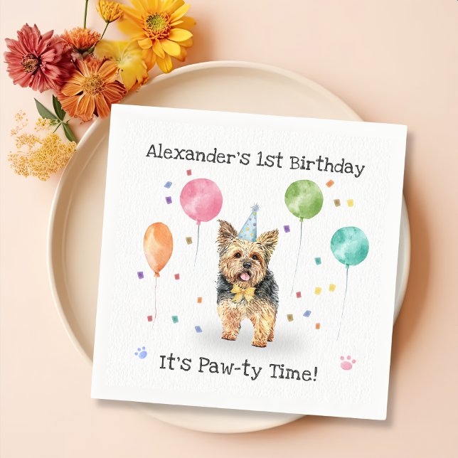 Servilleta De Papel Yorkshire Lets Dog Birthday Party (Subido por el creador)