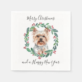 Servilleta De Papel Yorkshire Terrier Elegant Dog Feliz Navidad