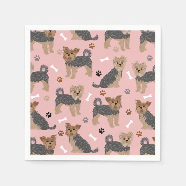 Servilleta De Papel Yorkshire Terrier Paws and Bones Yorkie Dog (Anverso)