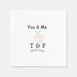 Servilleta De Papel You and me love cup cake red valentine's day name 