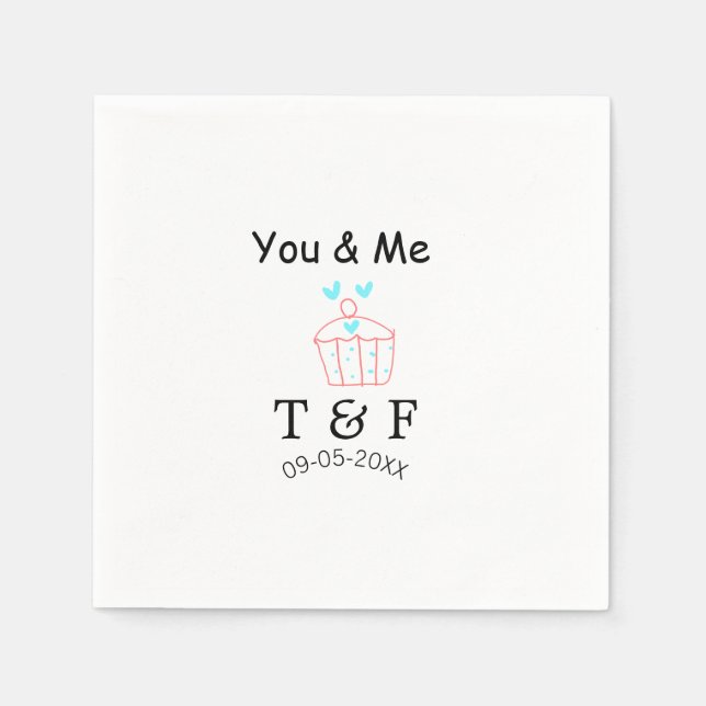 Servilleta De Papel You and me love cup cake red valentine's day name  (Anverso)