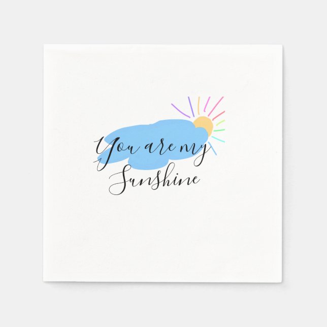 Servilleta De Papel you are my sunshine yellow orange sun rays clouds (Anverso)
