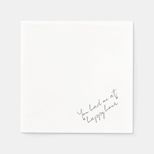 Servilleta De Papel 'You Had Me At Happy Hour' Funny Drink Station  (Anverso)