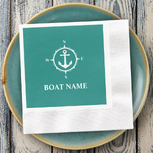 Servilleta De Papel Your Boat Name Compass Anchor Cocktail