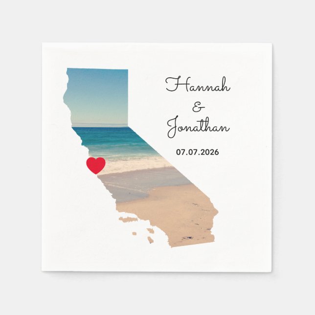 Servilleta De Papel Your Own California Wedding Photo (Anverso)