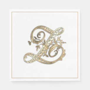 Servilleta de papel Z con monograma dorado ornamen
