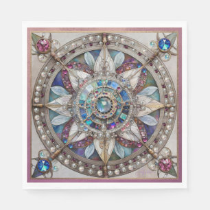 Servilleta De Papel Zafiros Rosas y Azules Diamantes Perlas Mandala