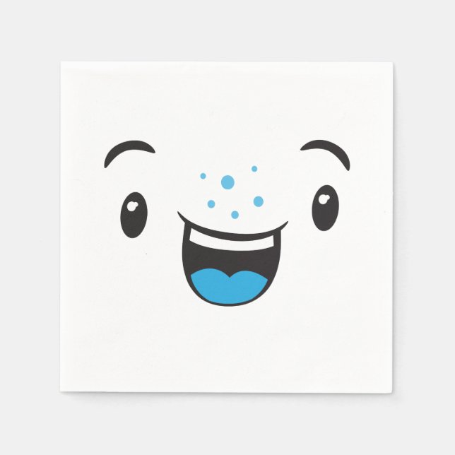 Servilleta De Papel Zapatillas Kawaii Cara Sonriente Azul (Anverso)