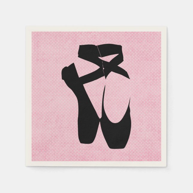 Servilleta De Papel Zapatos de ballet negro en punta (Anverso)