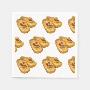 Servilleta De Papel Zapatos holandeses de madera con tulipanes, Klompe