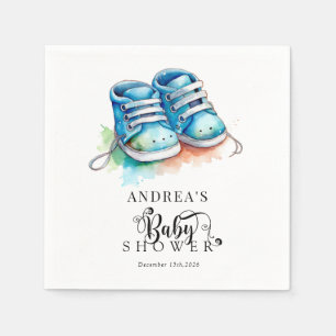 Servilleta De Papel Zapatos para bebés   Baby Shower Blue Boy