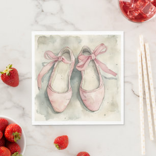 Servilleta De Papel Zapatos planos de ballet con lazo rosa pastel vint