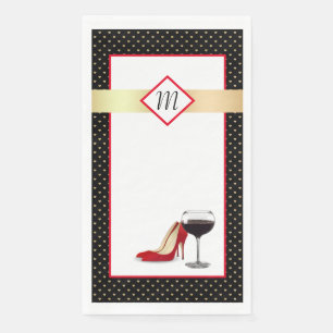 Servilleta De Papel Zapatos Rojos Y Vino Tinto