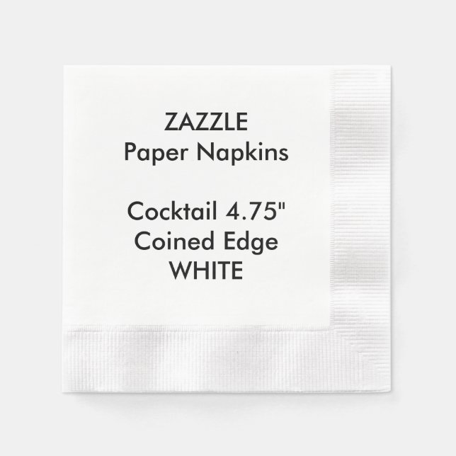 Servilleta De Papel ZAZZLE Personalizado BLANCO Cocktail Paper Napkins (Anverso)