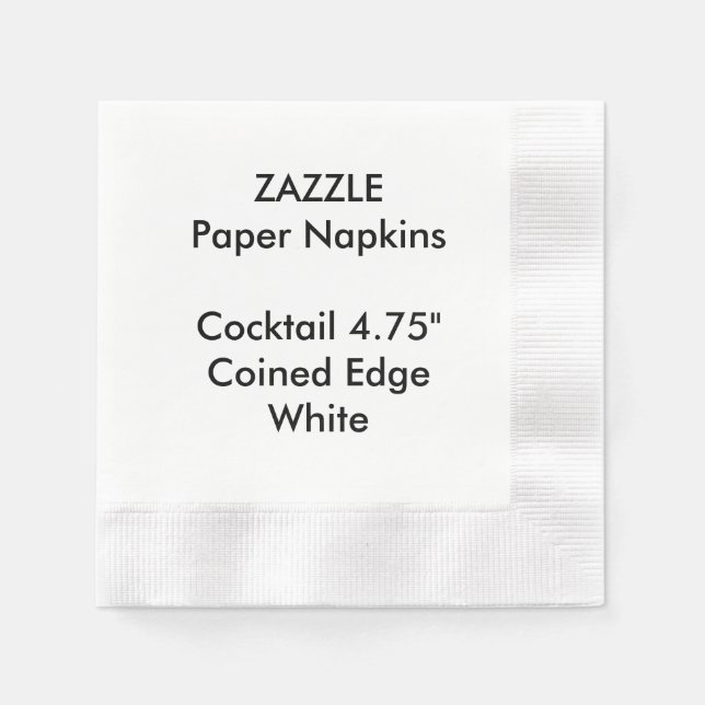 Servilleta De Papel ZAZZLE Personalizado BLANCO Cocktail Paper Napkins (Anverso)