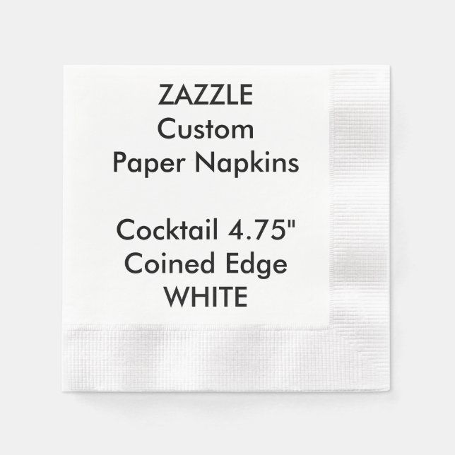 Servilleta De Papel Zazzle Personalizado WHITE Cocktail Napkins (Anverso)